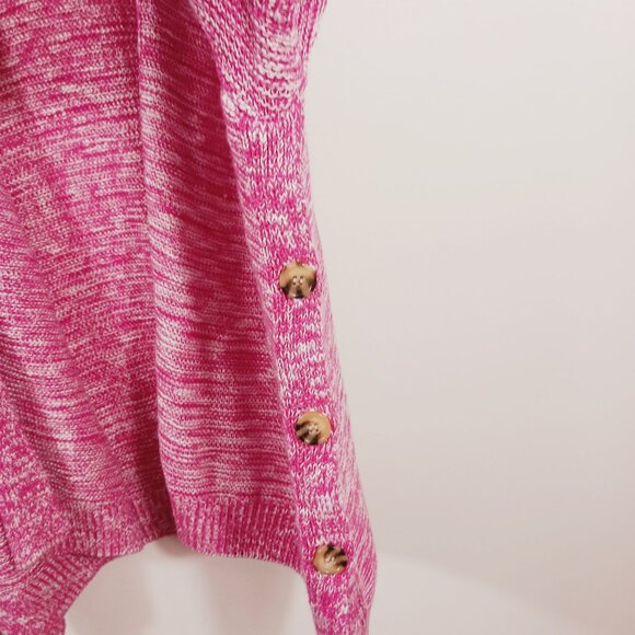 Lane Bryant, Sweater Wrap, Size 22/24, Pink/White Weave, Button Detail on Sides - Picture 5 of 15